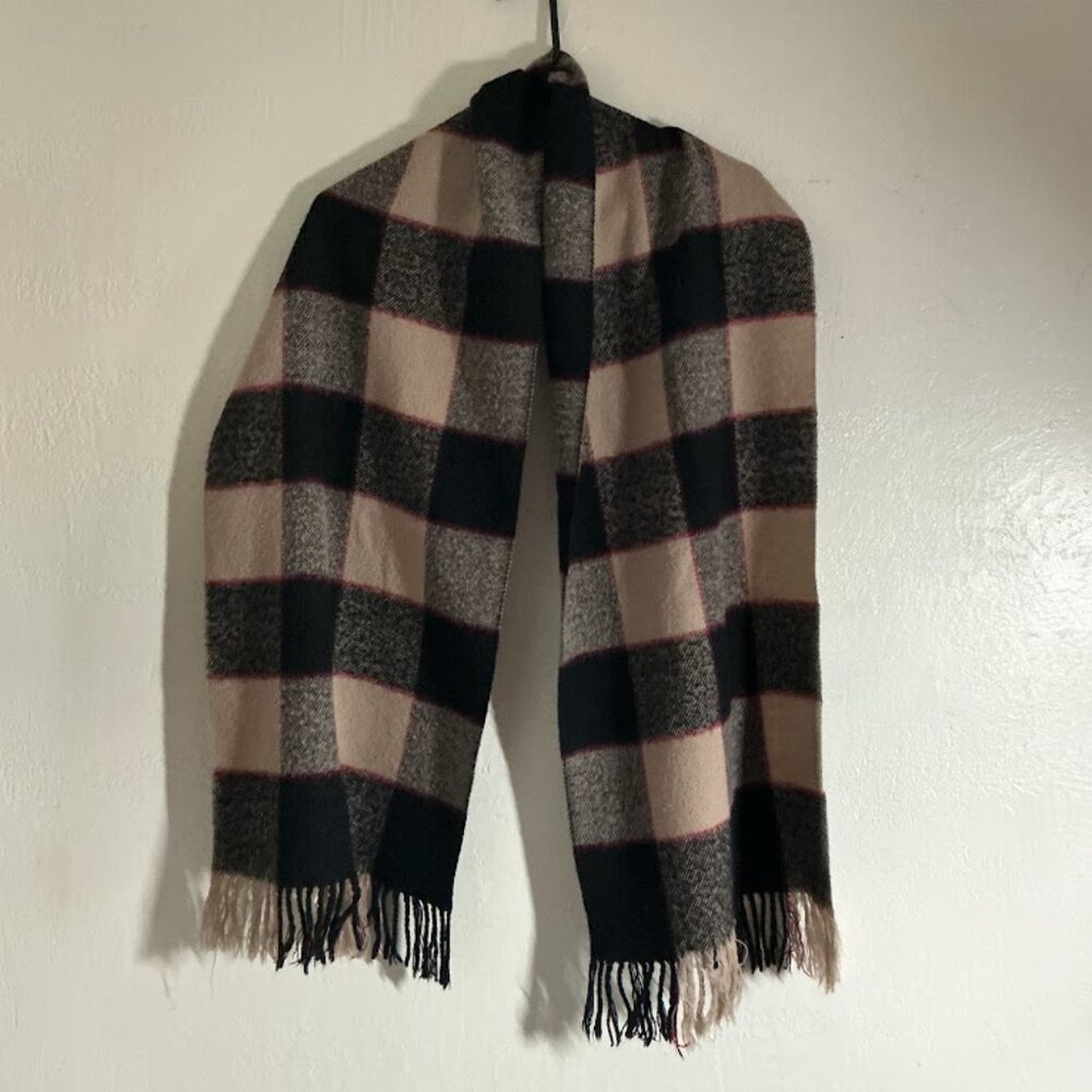 Liz Sinclair Acrylic Black or Red Checkered Scarf - EUC - Picture 2 of 2